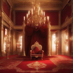 A majestic royal throne room in a detailed digital painting