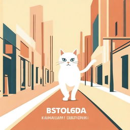 Create an image of a cat walking with the text 'Dubai Producciones' appearing on the slide