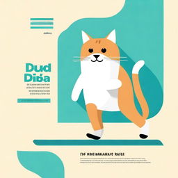 Create an image of a cat walking with the text 'Dubai Producciones' appearing on the slide