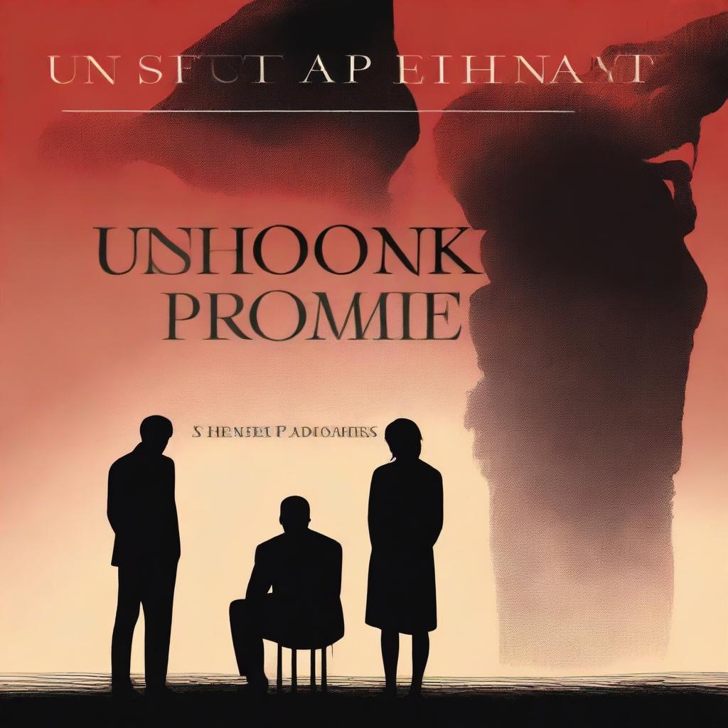 A dramatic poster for a book titled 'Unspoken Promises' featuring themes of infidelity