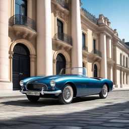 A sleek, modern vintage car with a glossy finish, blending classic design elements with contemporary features