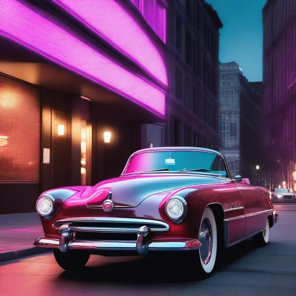 A sleek, modern car designed to resemble the classic 1950s style