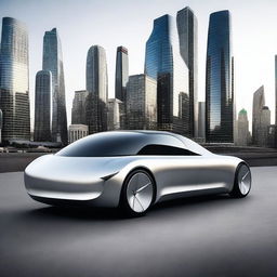 A sleek, modern 40-foot car with a futuristic design, featuring smooth lines, advanced technology, and a luxurious interior