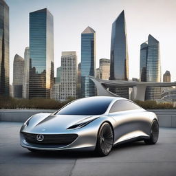 A sleek, modern 40-foot car with a futuristic design, featuring smooth lines, advanced technology, and a luxurious interior