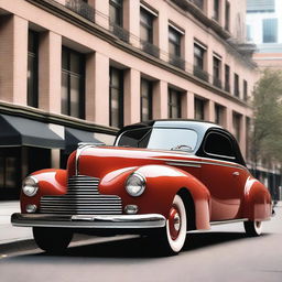 A sleek, modernized version of a 1940s car