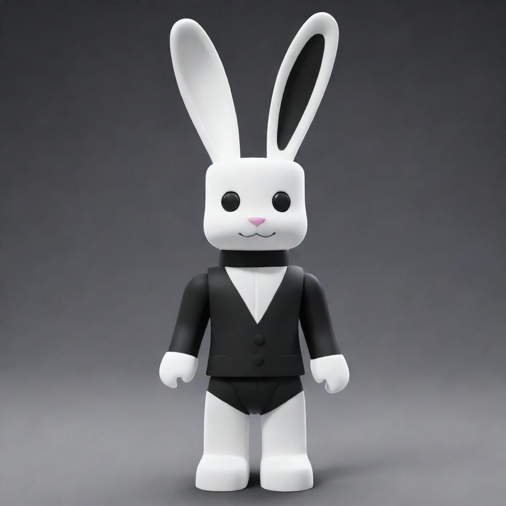 A Roblox character designed as a bunny with white and black skin. The character features a collar and has tall, white ears.