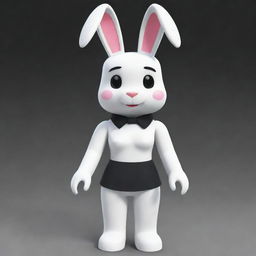 A female Roblox character designed as a bunny with white and black skin. The character sports a collar and has perky, white ears.