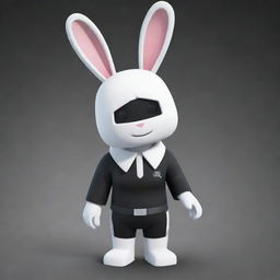 A female Roblox character designed as a bunny with white and black skin. The character sports a collar and has perky, white ears.