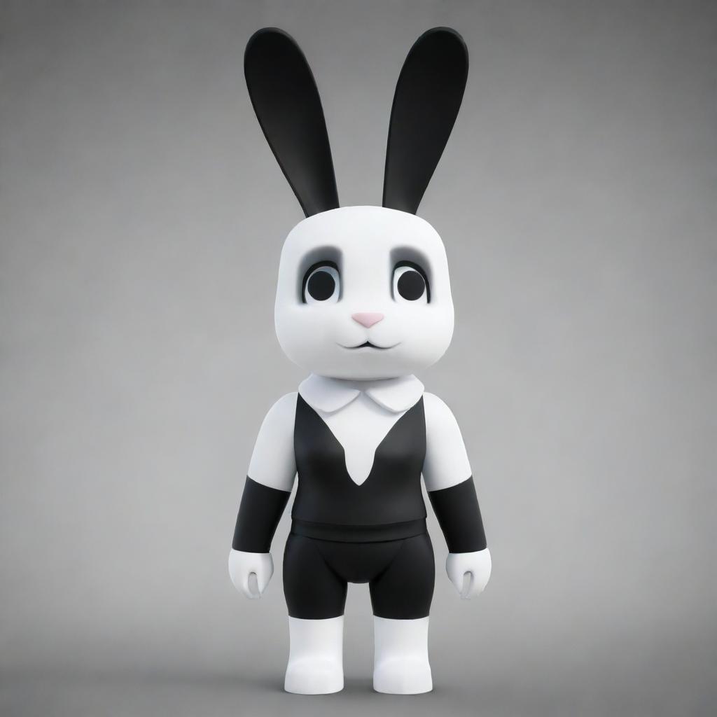 A female Roblox character designed as a bunny with white and black skin. The character sports a collar and has perky, white ears.