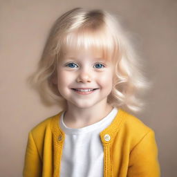 Create an image of a blonde child posing for a photo