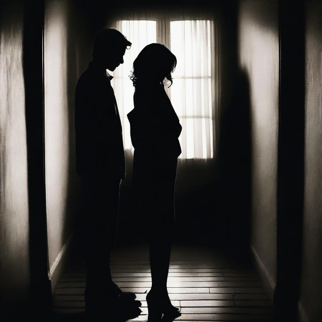 A dark and moody scene depicting a couple's infidelity