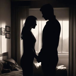 A dark and moody scene depicting a couple's infidelity