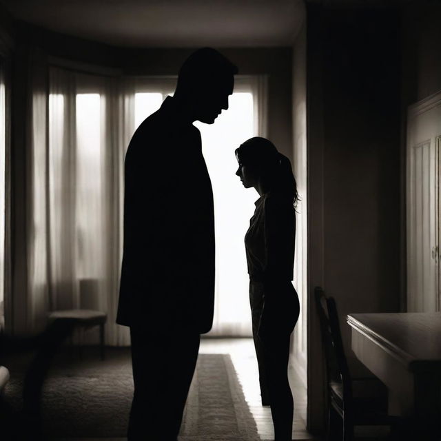 A dark and moody scene depicting a husband's secret infidelity