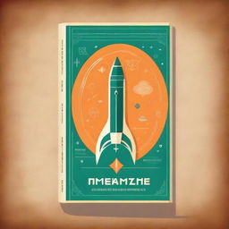 A vintage-style book cover for a Class 12 mathematics book featuring a rocket and a spaceship