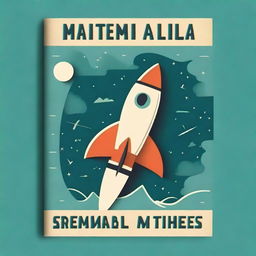 A vintage-style book cover for a Class 12 mathematics book featuring a rocket and a spaceship