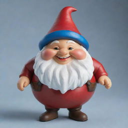 An extremely plump, almost spherical gnome with a joyous face and jolly demeanor, clad in traditional gnome clothing