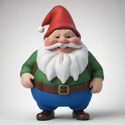 An extremely plump, almost spherical gnome with a joyous face and jolly demeanor, clad in traditional gnome clothing