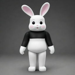 A female Roblox character designed as a bunny with a white head and arms, and a black torso and legs. She features a black collar and has tall, white ears.