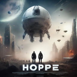 Design a movie poster for a futuristic disaster film titled 'Hope'