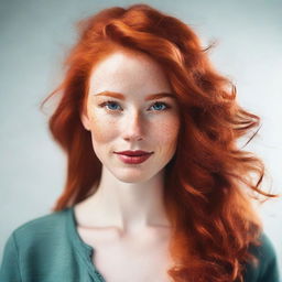 A vibrant and detailed portrait of a person with striking red hair