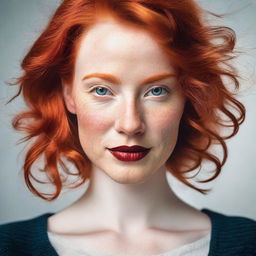 A vibrant and detailed portrait of a person with striking red hair