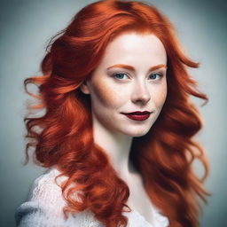 A vibrant and detailed portrait of a person with striking red hair