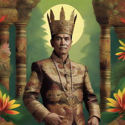 A Javanese king holding a kris with natural powers