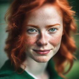 A detailed portrait of a person with vibrant red hair