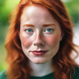 A detailed portrait of a person with vibrant red hair