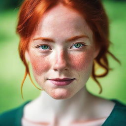 A detailed portrait of a person with vibrant red hair