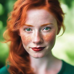 A detailed portrait of a person with vibrant red hair