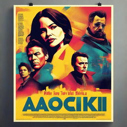 A captivating and visually striking movie poster that features a dynamic scene, intriguing characters, and bold typography