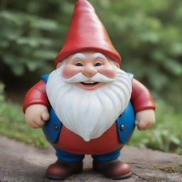 A gnome of enormous size, as round as a ball, with an overwhelmingly joyful face and merry demeanor, donned in traditional gnome apparel