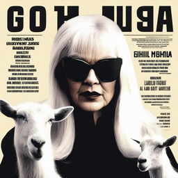 Create a movie poster for a mafia movie titled 'The Goatmother'