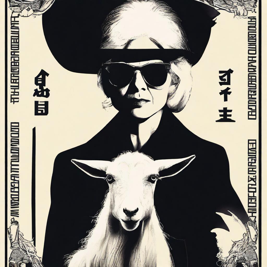 Design a movie poster for a mafia movie titled 'The Goatmother'