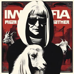 Design a movie poster for a mafia movie titled 'The Goatmother'