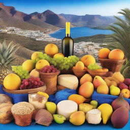 Create an image featuring products from the island of Gran Canaria