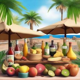 A realistic image showcasing products from the island of Gran Canaria