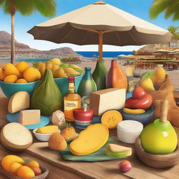 A realistic image showcasing products from the island of Gran Canaria