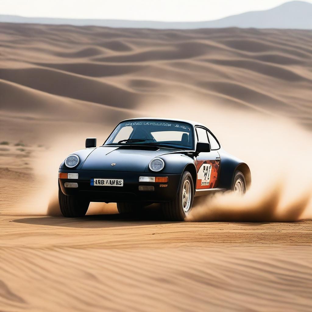 A high-resolution image of a Porsche 959 Dakar, showcasing its rugged design and off-road capabilities