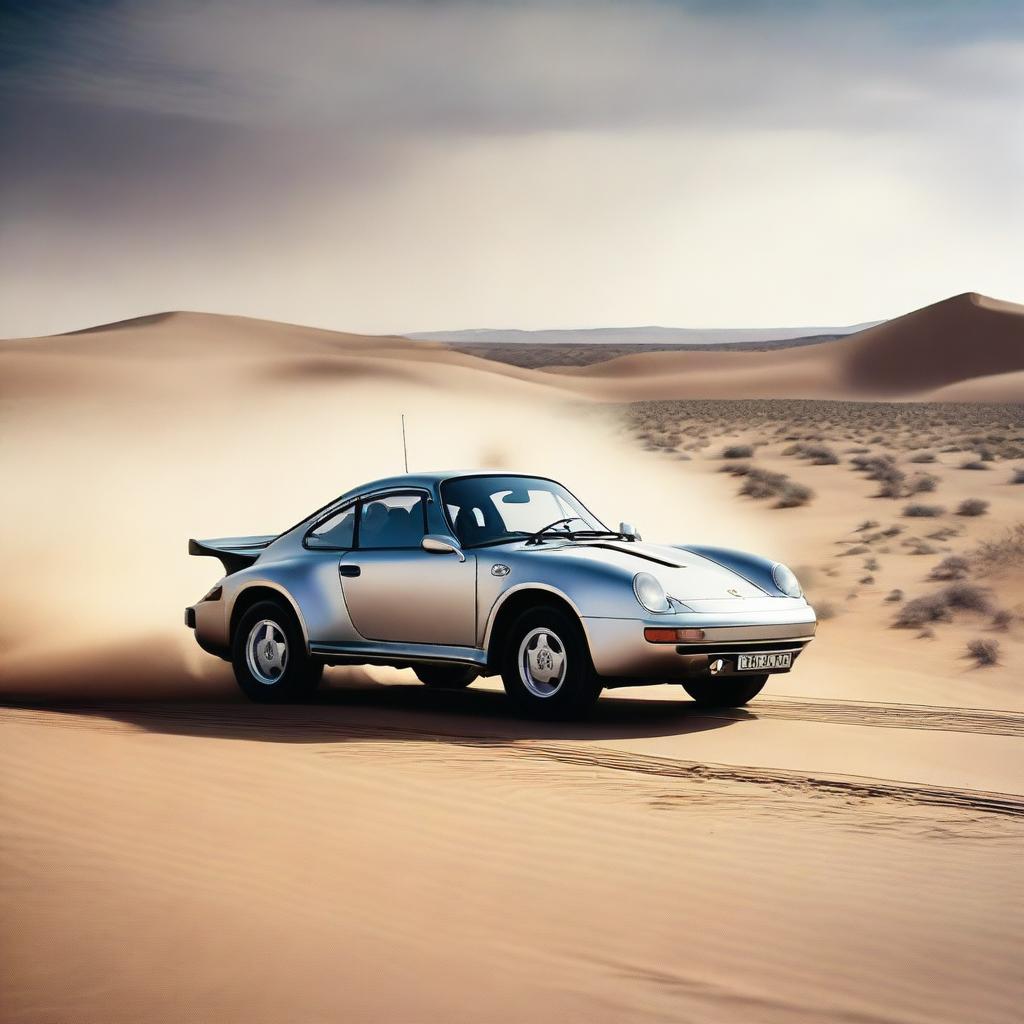 A high-resolution image of a Porsche 959 Dakar, showcasing its rugged design and off-road capabilities