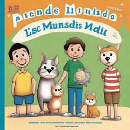 Una portada de libro titulada 'Los mundos de Martín: La escuela de mascotas'