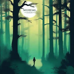 Design a captivating novel cover featuring a mysterious forest with a moonlit path