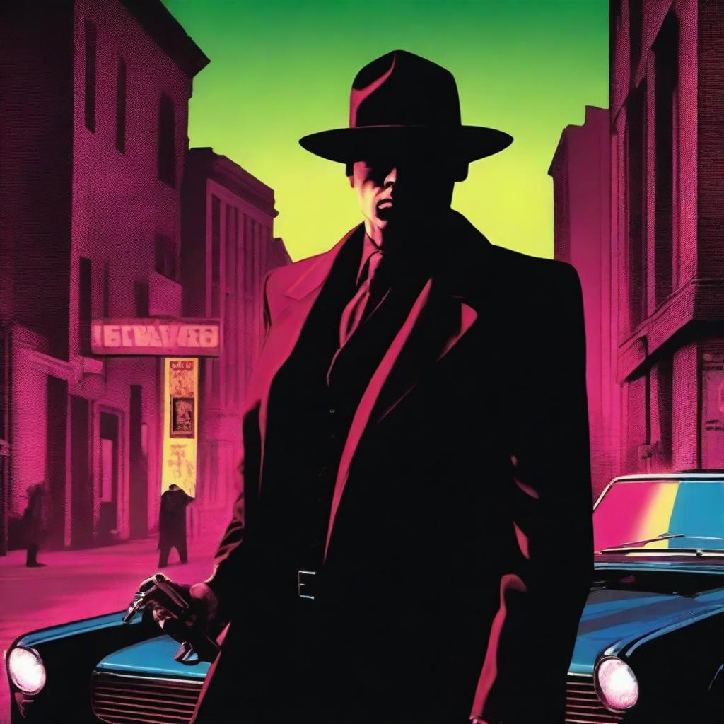 A dramatic book cover featuring a shadowy mafia figure holding a gun