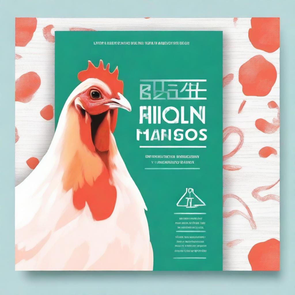 Create a book cover illustration that focuses on broiler chicken diseases