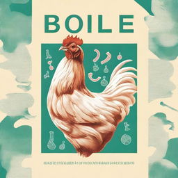 Create a book cover illustration that focuses on broiler chicken diseases