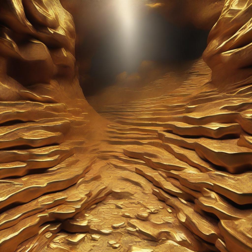 Create an image of a gold mine filled with abundant gold