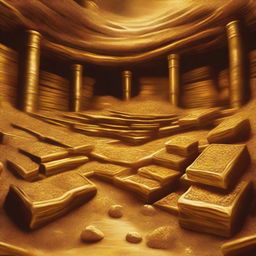 Create an image of a gold mine filled with abundant gold