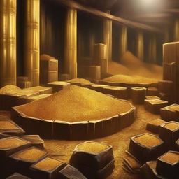 Create an image of a gold mine filled with abundant gold