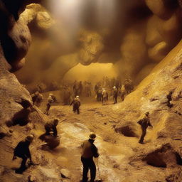 A detailed image of a gold mine filled with an abundance of gold